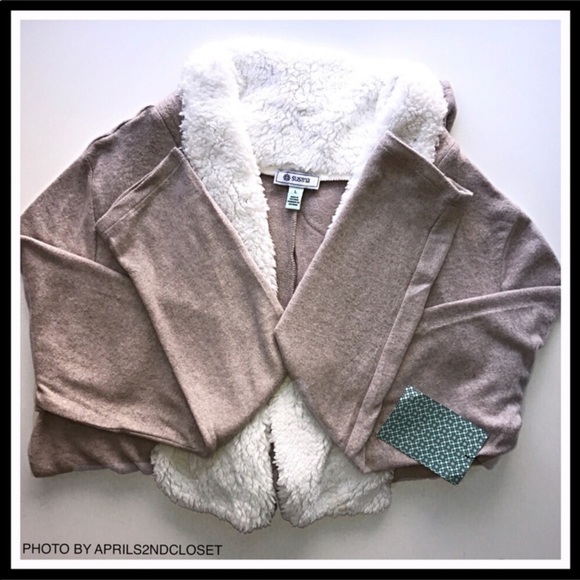 HI-LO DRAPED CARDIGAN COAT FAUX SHEARLING A2C - Picture 5 of 8